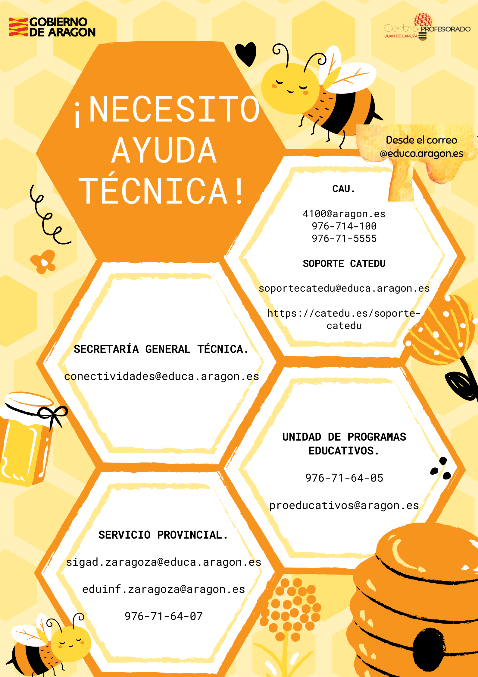 Correos y teléfonos de ayuda